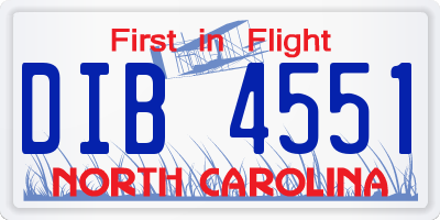 NC license plate DIB4551