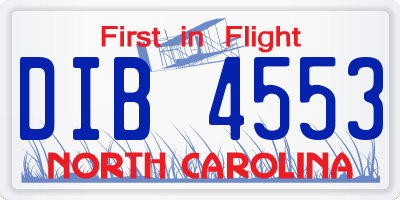 NC license plate DIB4553