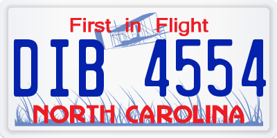 NC license plate DIB4554