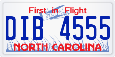 NC license plate DIB4555