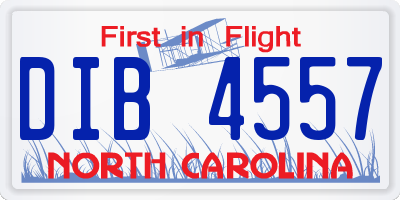 NC license plate DIB4557