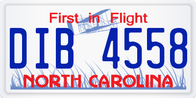 NC license plate DIB4558
