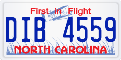 NC license plate DIB4559