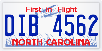 NC license plate DIB4562