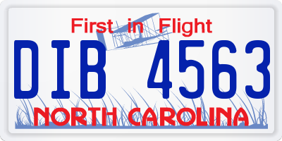 NC license plate DIB4563