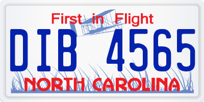 NC license plate DIB4565