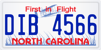 NC license plate DIB4566