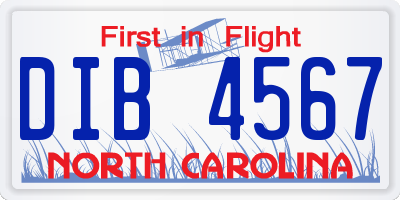NC license plate DIB4567