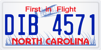 NC license plate DIB4571