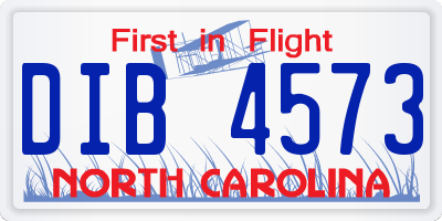 NC license plate DIB4573