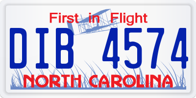 NC license plate DIB4574