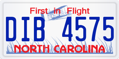 NC license plate DIB4575