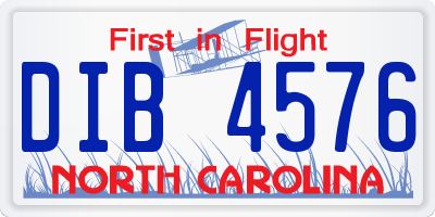 NC license plate DIB4576