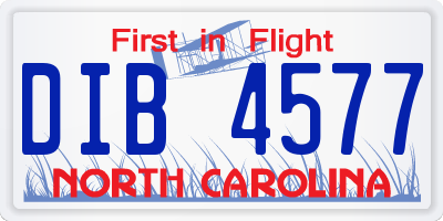 NC license plate DIB4577