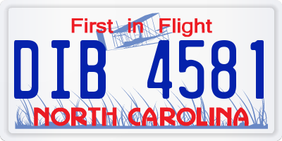 NC license plate DIB4581