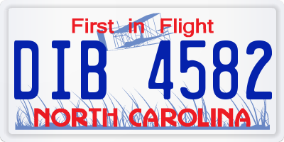 NC license plate DIB4582