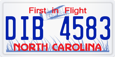 NC license plate DIB4583