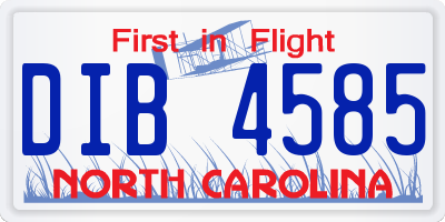 NC license plate DIB4585
