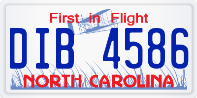 NC license plate DIB4586
