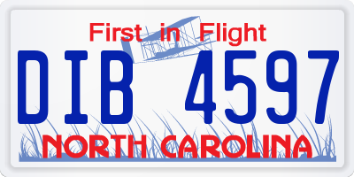 NC license plate DIB4597