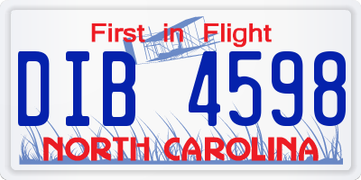 NC license plate DIB4598