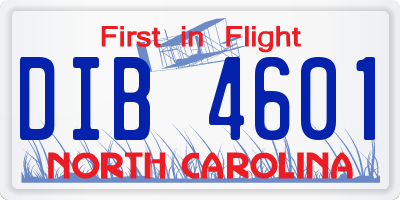 NC license plate DIB4601