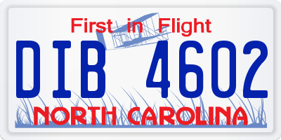 NC license plate DIB4602