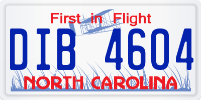 NC license plate DIB4604