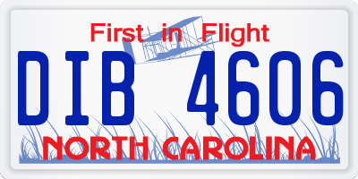 NC license plate DIB4606