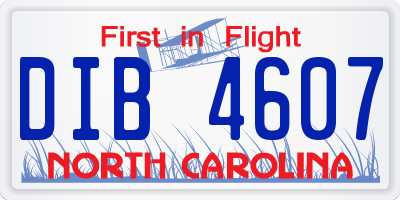 NC license plate DIB4607