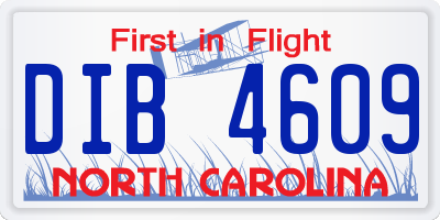 NC license plate DIB4609