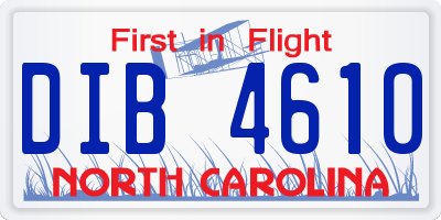 NC license plate DIB4610
