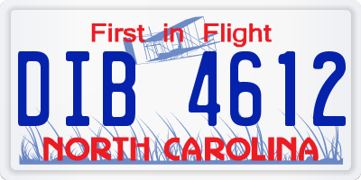 NC license plate DIB4612