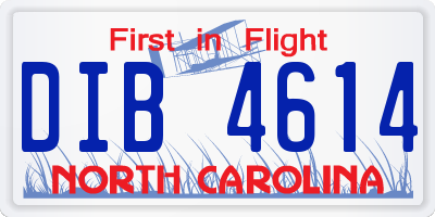 NC license plate DIB4614
