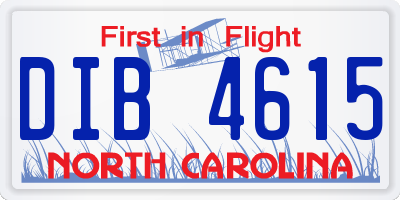 NC license plate DIB4615