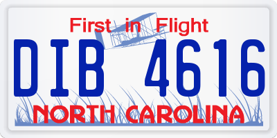 NC license plate DIB4616