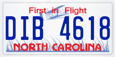 NC license plate DIB4618