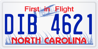 NC license plate DIB4621