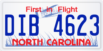 NC license plate DIB4623