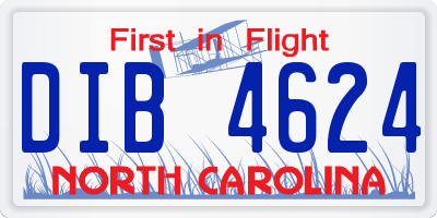 NC license plate DIB4624