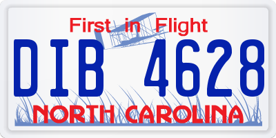 NC license plate DIB4628