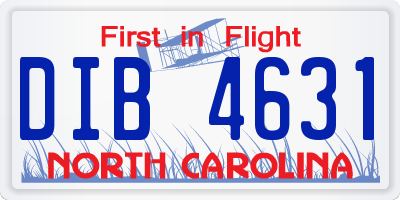 NC license plate DIB4631