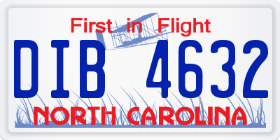 NC license plate DIB4632