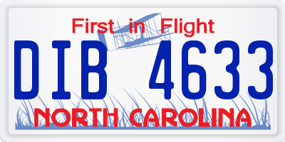 NC license plate DIB4633
