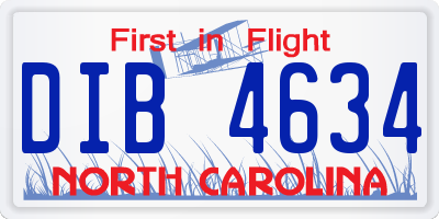 NC license plate DIB4634
