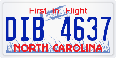 NC license plate DIB4637
