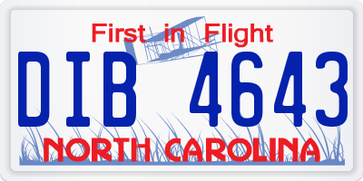 NC license plate DIB4643
