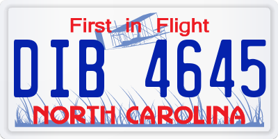 NC license plate DIB4645