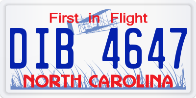 NC license plate DIB4647