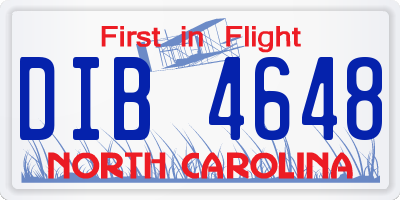 NC license plate DIB4648